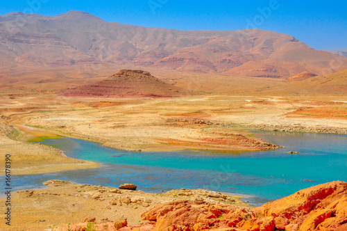 lake of extraordinary saturated color from the central part of Morocco