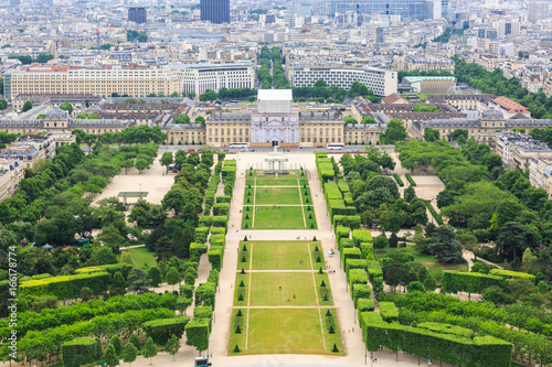 Obraz na plátně Aerial View on Champ de Mars from the Eiffel Tower.