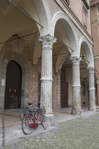 Portico and Bikes in Santo Stefano Street  Bologna