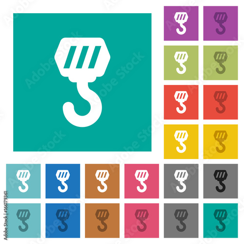 Construction hook square flat multi colored icons