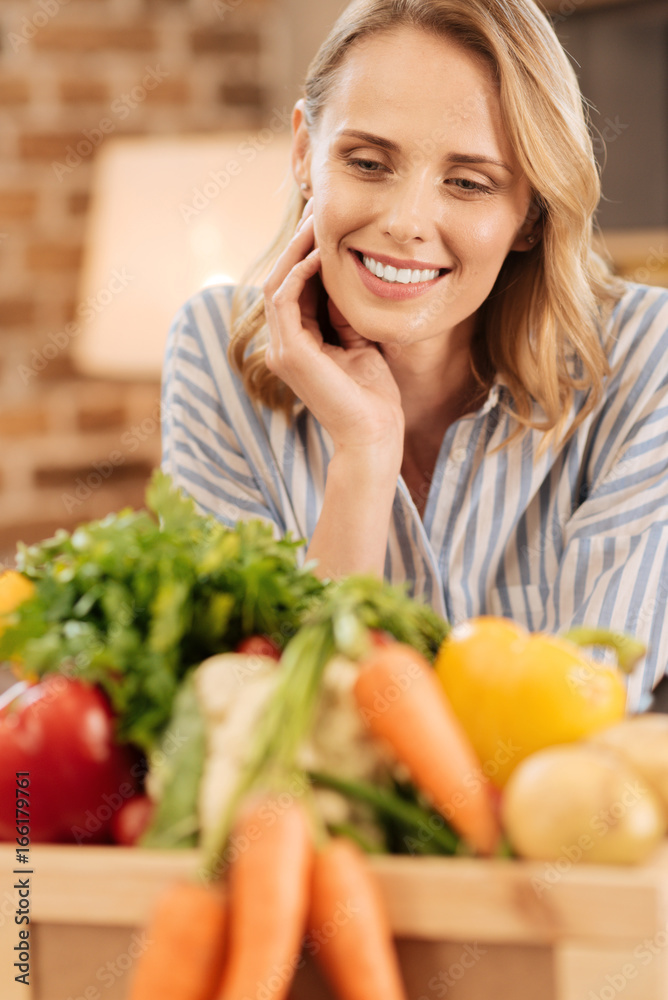 Beautiful bright woman happy with her choice