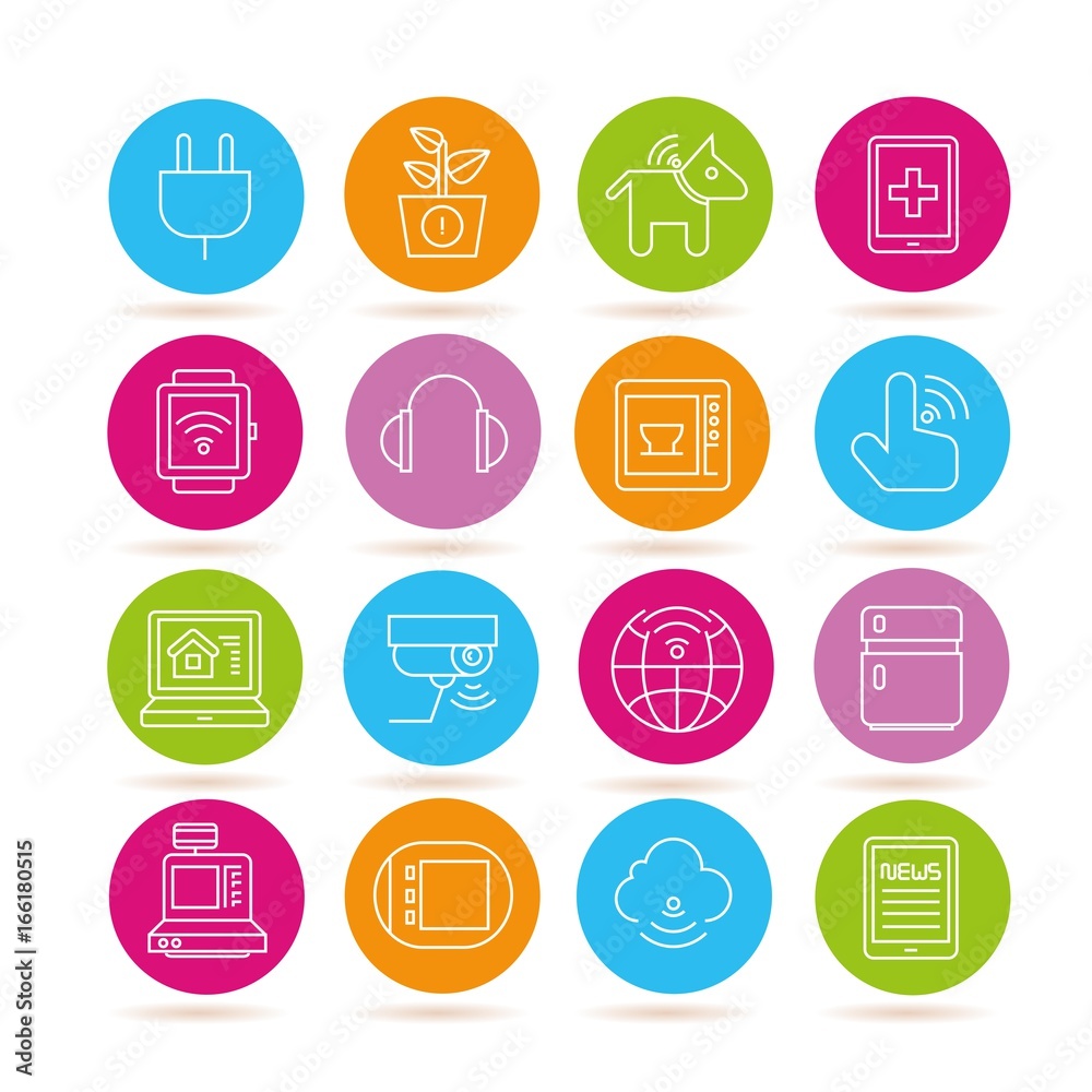 internet of things icons, gadget icons