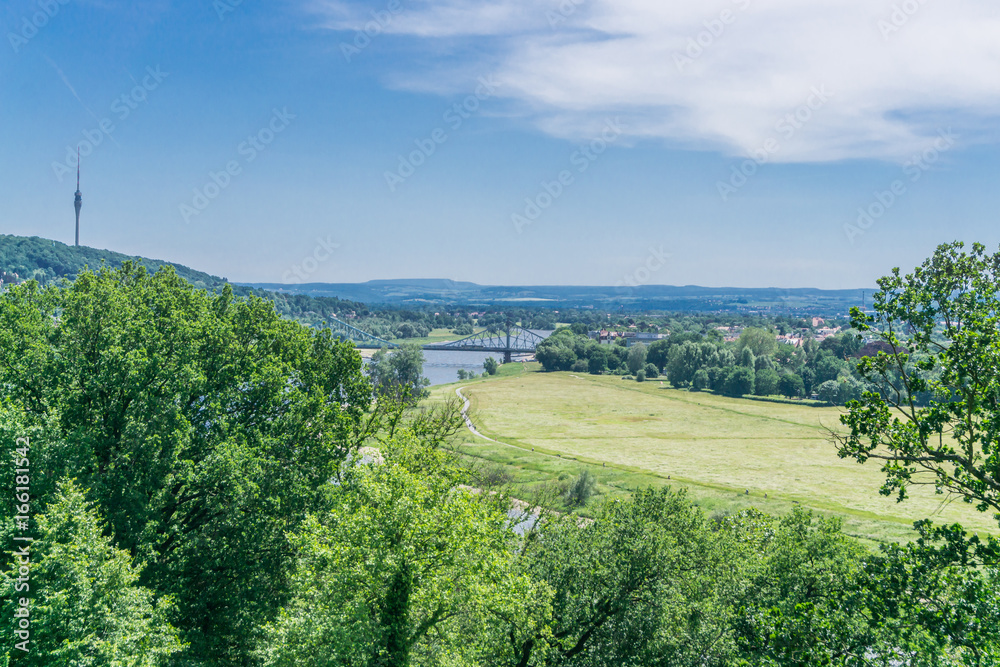 Fototapeta premium View of the river Elbe near Dresden