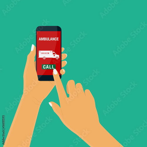 Emergency aid. Phone call ambulance