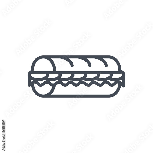 Fast food sub sandwich line icon