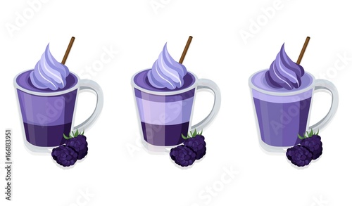 Vintage Blackberry Smoothie Cocktail Vector background illustration