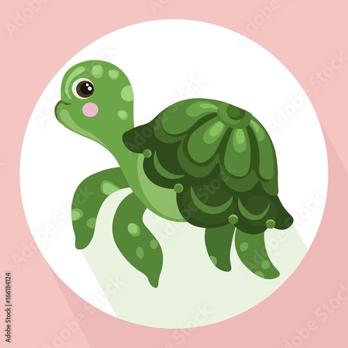 turtle background Vector cute cartoon character