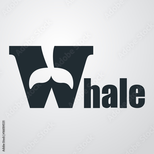 Icono plano Whale con cola ballena en fondo degradado