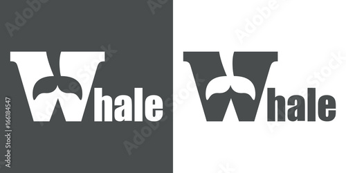 Icono plano Whale con cola ballena gris y blanco