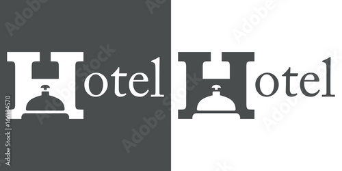 Logotipo Hotel con timbre gris y blanco