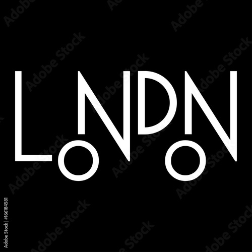 Logotipo LONDON como autobus blanco en fondo negro