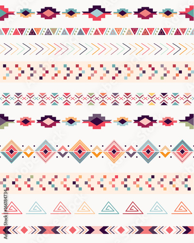 Aztec decorative seamless pattern with geometric elements
