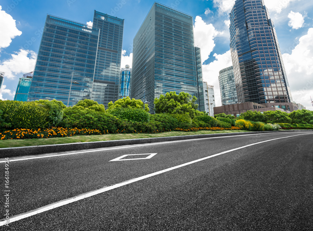 traffic road through modern city in Shanghai, China.