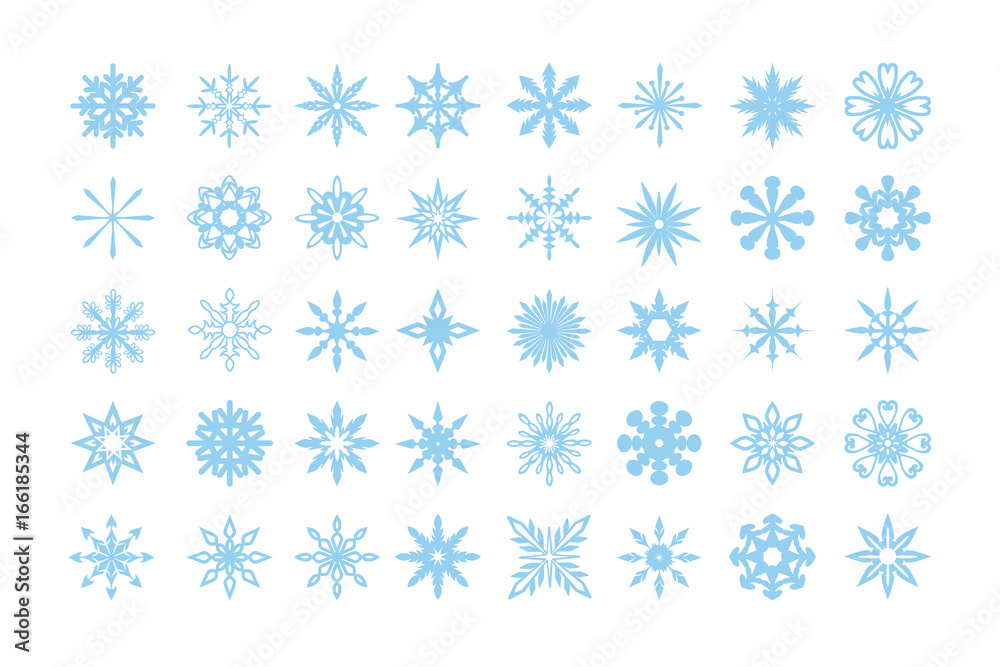 Isolated snowflakes set. Isolated snowflakes set.