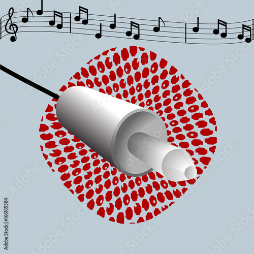 jack and music pentagram over retro background