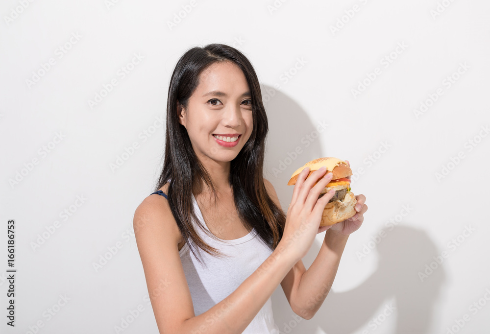 Woman having burger