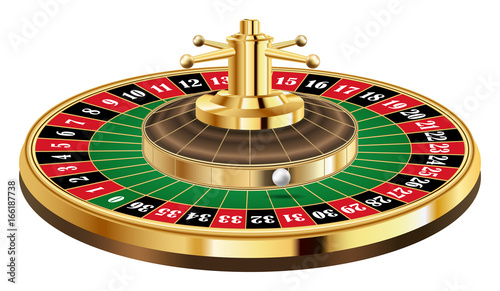 casino roulette with ball  on a white background