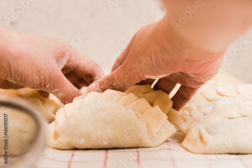 Women Hands preparing Dumplings