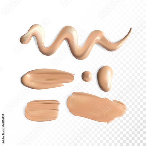 Cosmetic concealer smear strokes, tone cream smudged Vector.