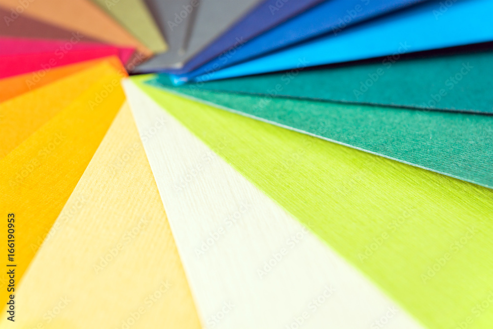 Color palette guide. Colored textured paper samples swatch catalog ...