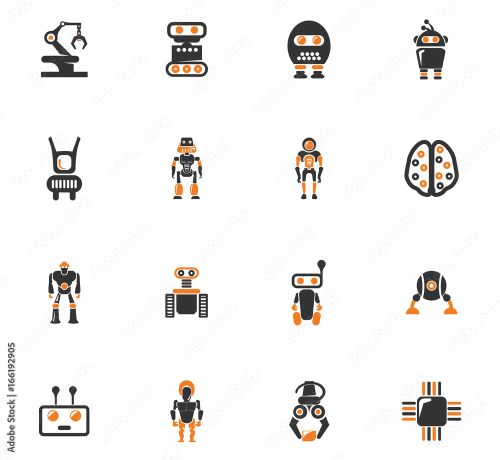 Robot icons set