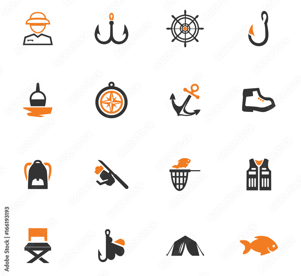 Fishing icons set