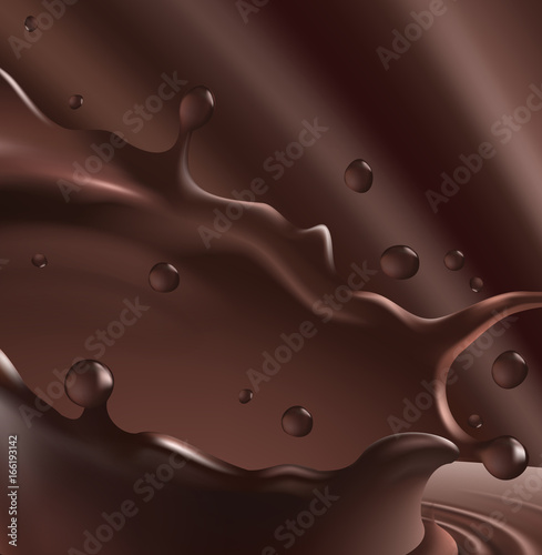 Splashes of chocolate from a fallen object