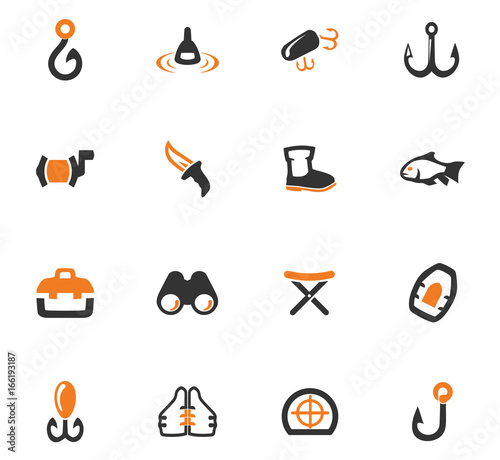 Fishing icons set