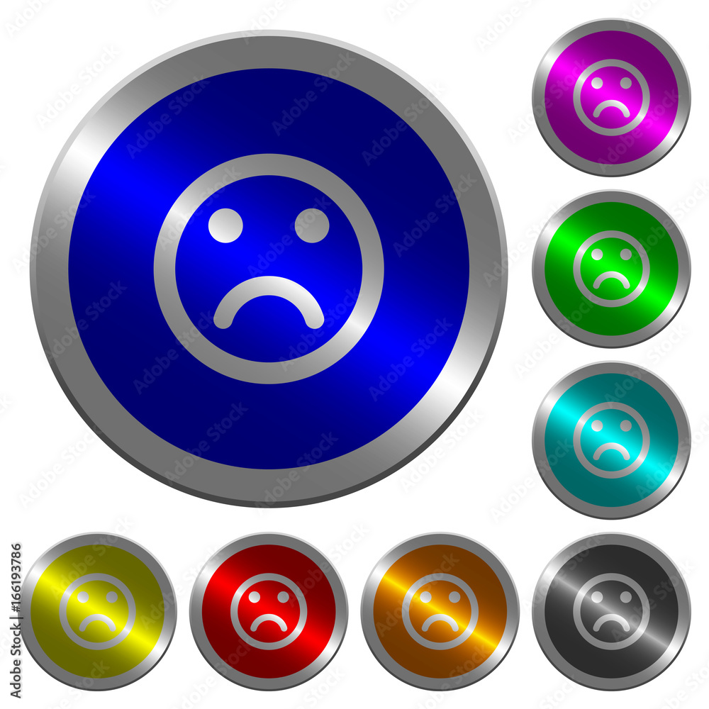 Sad emoticon luminous coin-like round color buttons Sad emoticon luminous coin-like round color buttons