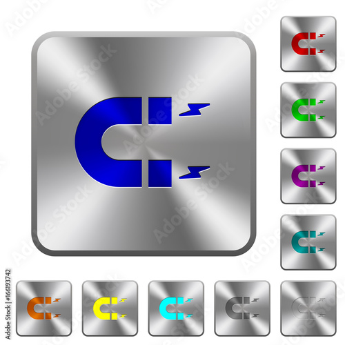 Horseshoe magnet rounded square steel buttons