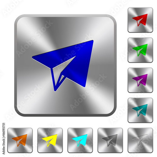 Free Download Paper plane rounded square steel buttons - GFXLoad