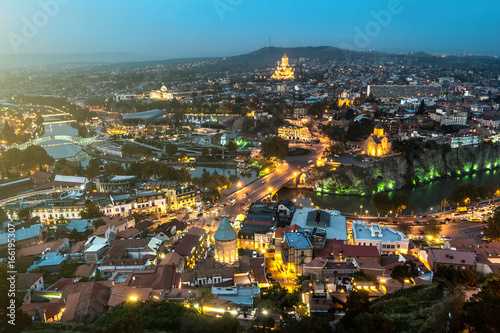 beautiful view of Tbilisi in the evening