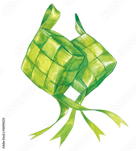 Illustration of ketupat or packed rice dumpling photo