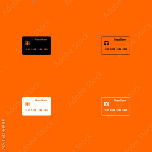 Bank cit card  black and white set icon .