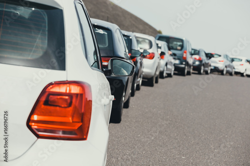 Traffic jam with a lot of cars on the way © dziewul