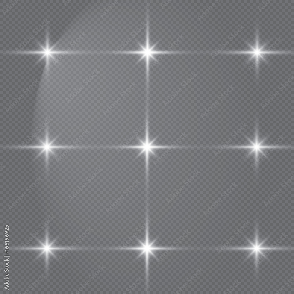Obraz premium Glowing lights effect, flare, explosion and stars. Special effect isolated on transparent background.