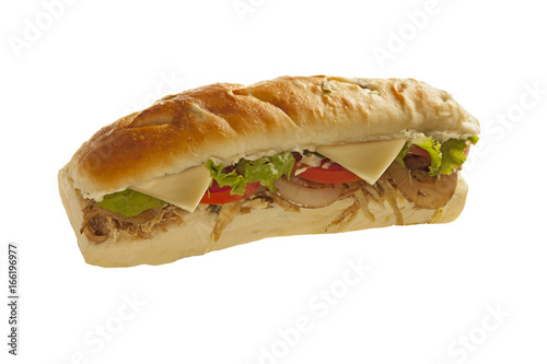 Sub sandwich hoagie with meat and veggies