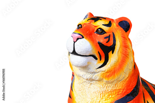 Fototapeta Naklejka Na Ścianę i Meble -  tiger statue beautiful isolated on white background  and clipping path