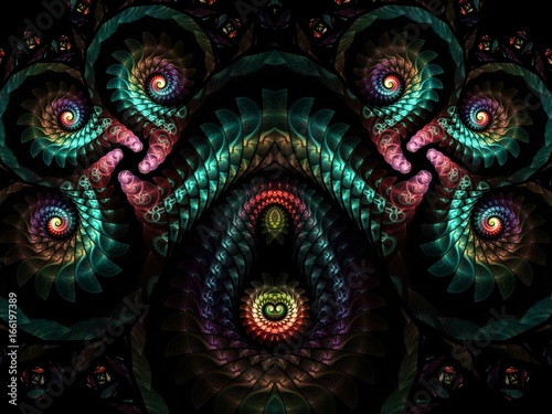 Abstract multicolored fractal pattern. Computer generated graphics.