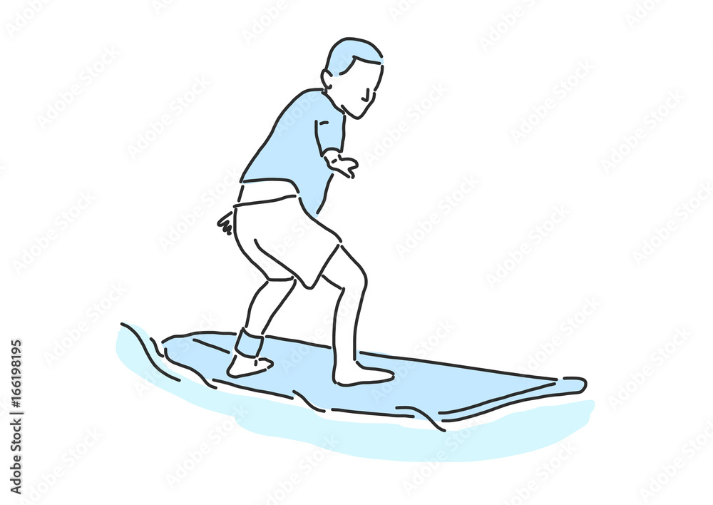 summer sports. surfing in variety poses. hand drawn. line drawing. vector illustration.