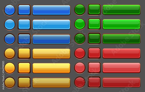 Game buttons GUI pack. Vector illustration