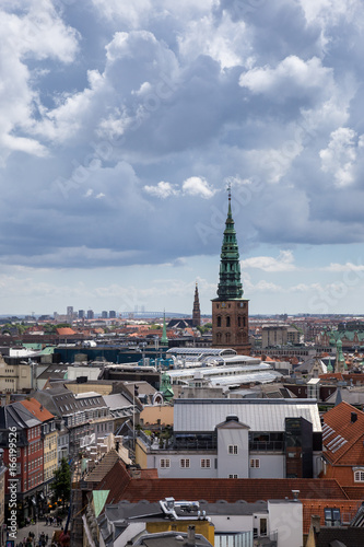 Panorama aerial view of Copenhagen, Denmark, Europe