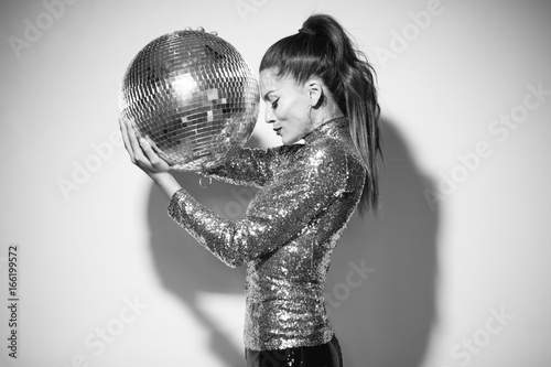 Woman with disco ball 