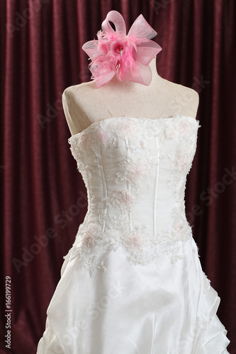 Wedding dress , bridal gown on puppet