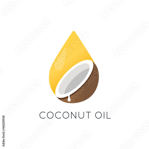 Coconut oil vector logo. Packaging design element and icon