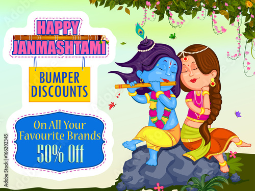 Krishna Janmashtami Sale and Advertisement Background