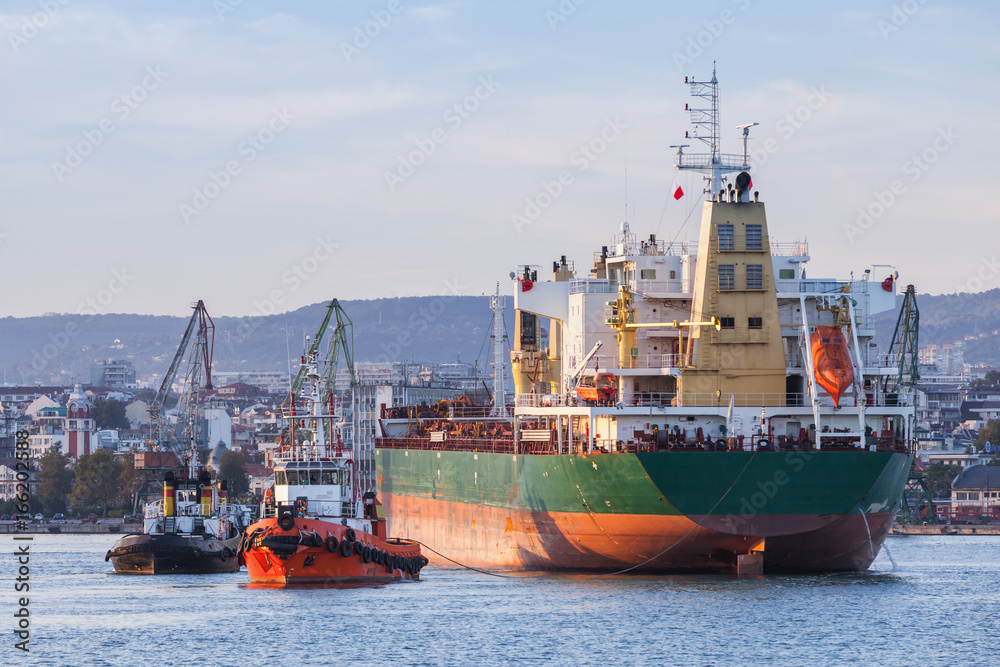 Bulk carrier and tug boats, industrial ships