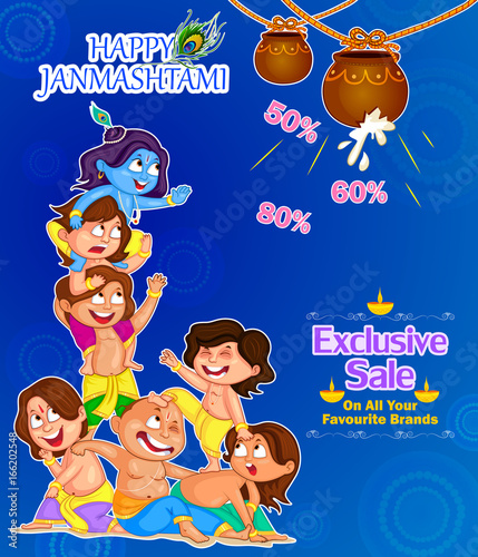Krishna Janmashtami Sale and Advertisement Background