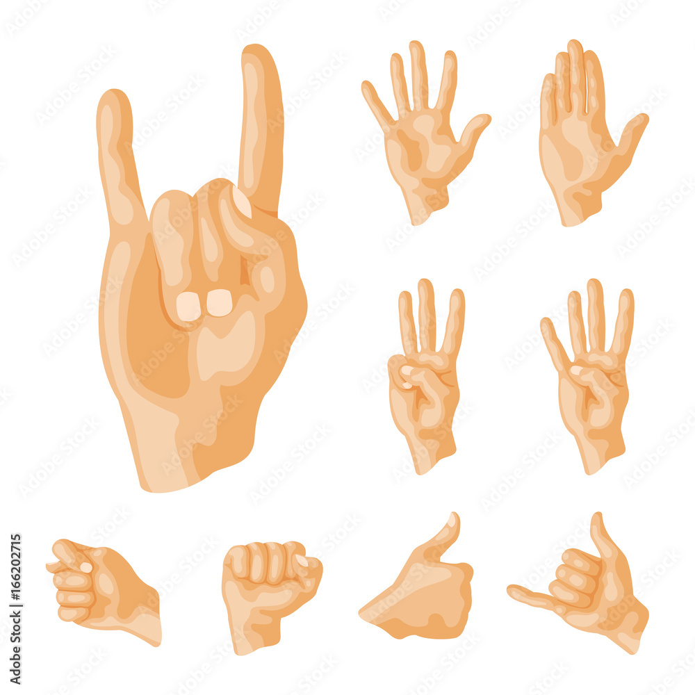 Hands deaf-mute different gestures human arm people communication message vector illustration. Hands deaf-mute different gestures human arm people communication message vector illustration.