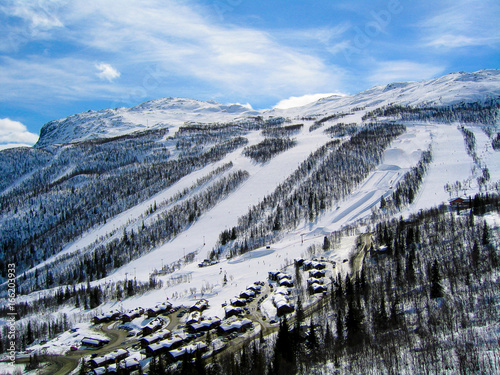 Ski slopes in a skiing resort in Norway